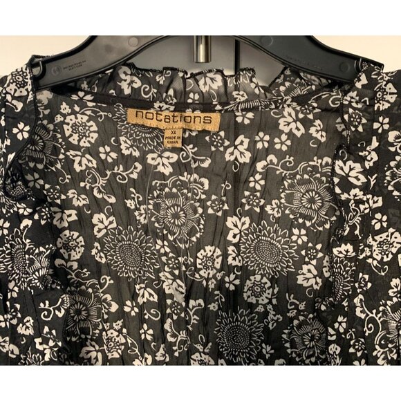 Notations Womens Size XL Dress Shirt Plunging Neck Whimsigoth Fairycore  Pleated - Picture 4 of 5